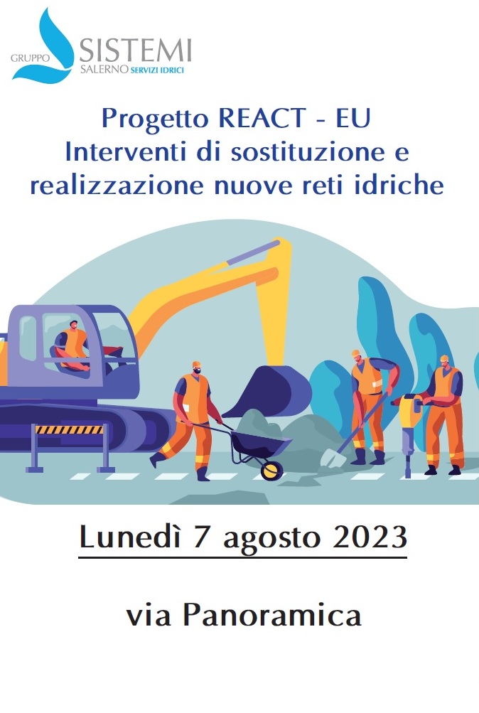 Progetto REACT-EU: Lunedì 7 agosto Interventi di sostituzione e realizzazione nuove reti idriche –
